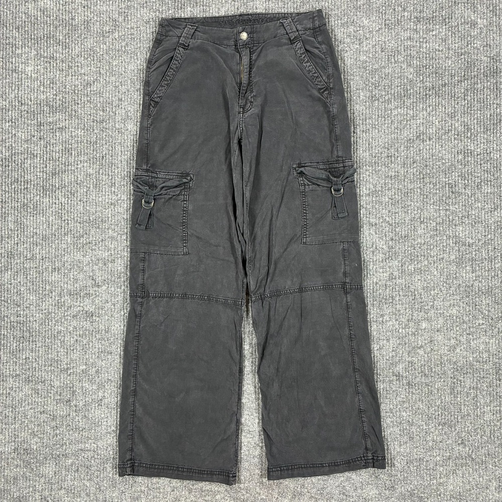 American Eagle Womens Super High Rise Baggy Wide Leg Jeans 2 Regular Black Denim